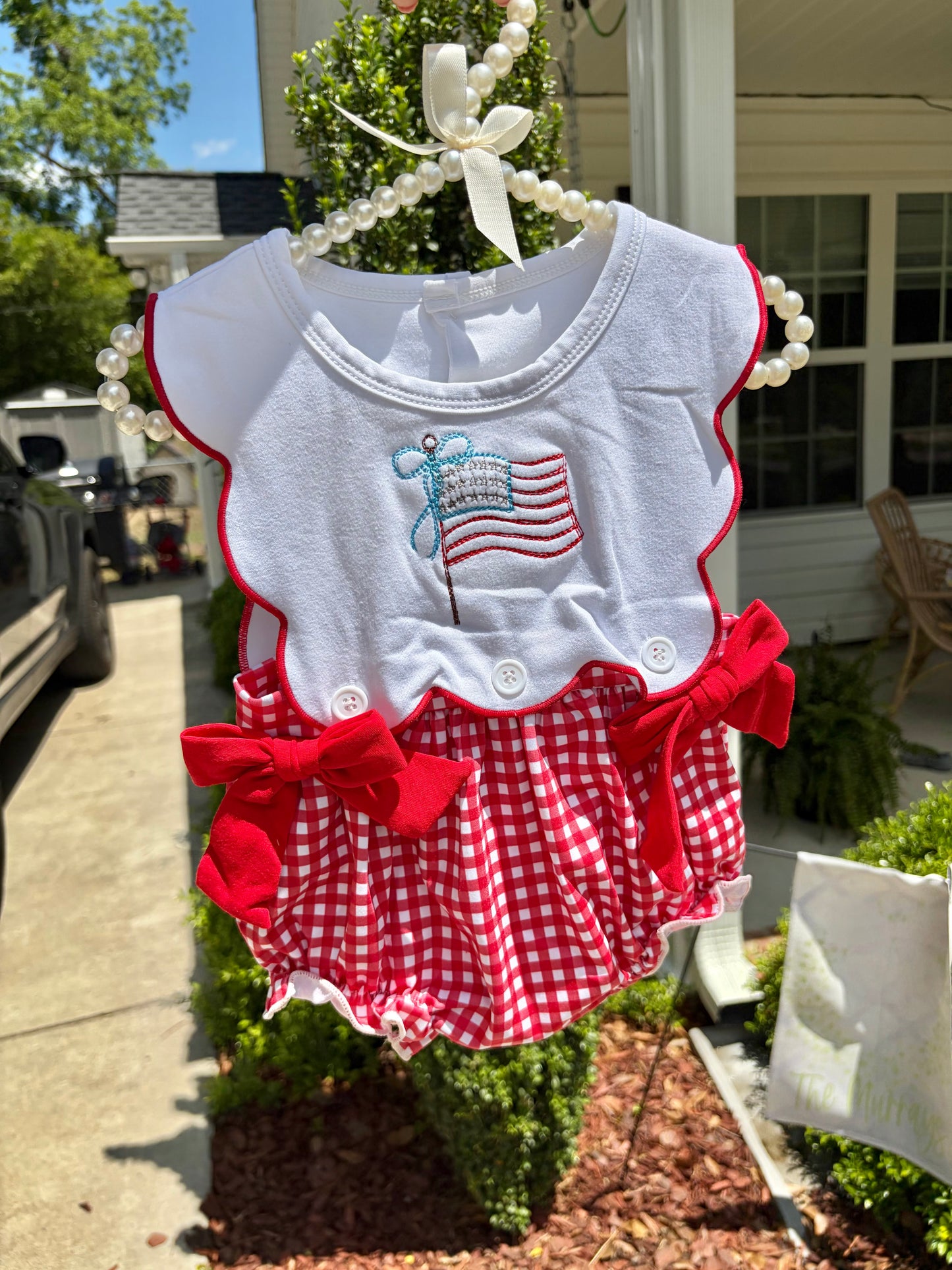 Fourth of July Girl Bubble - Flag Embroidery Only