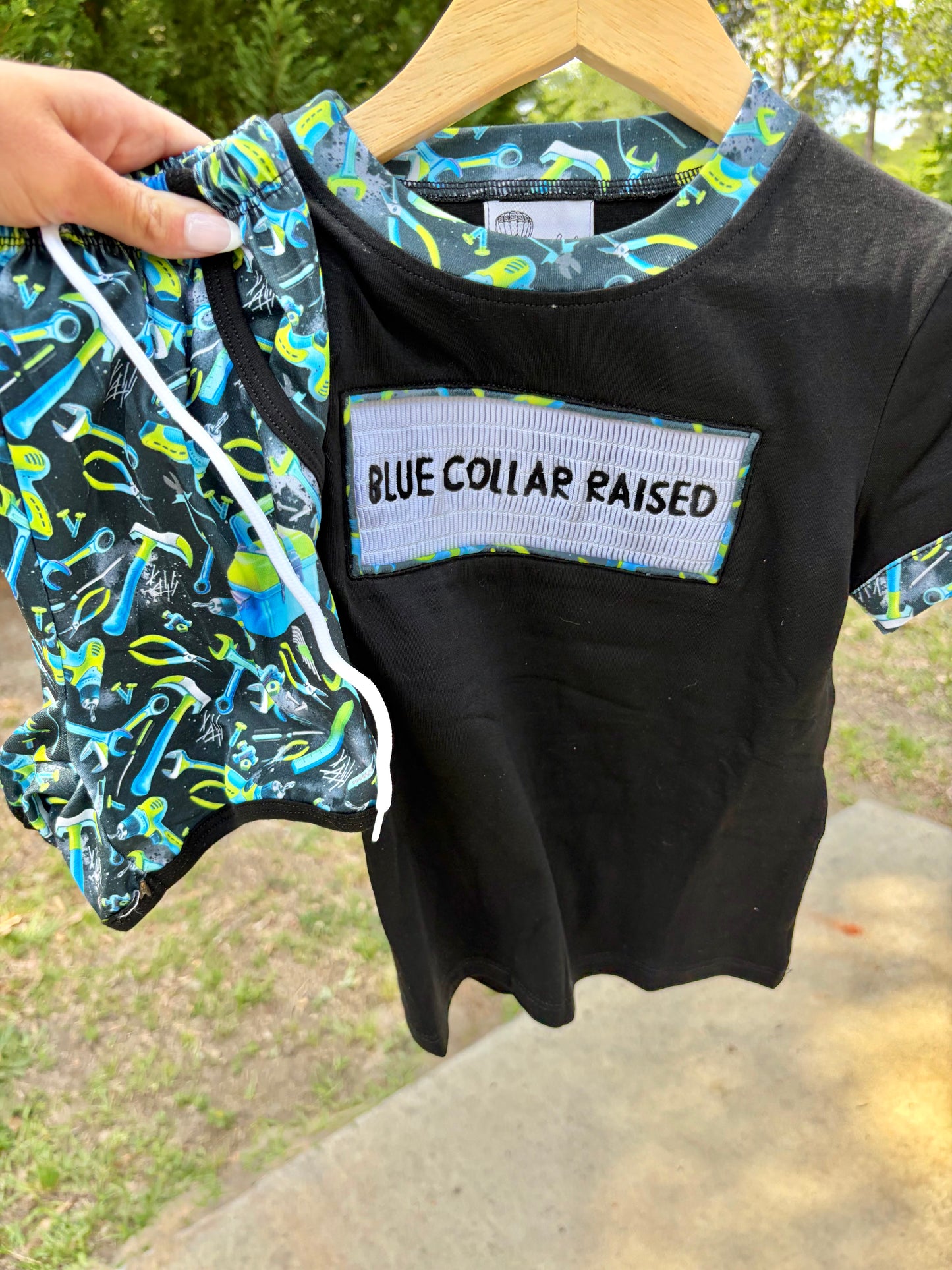 Blue Collar Raised Short Set