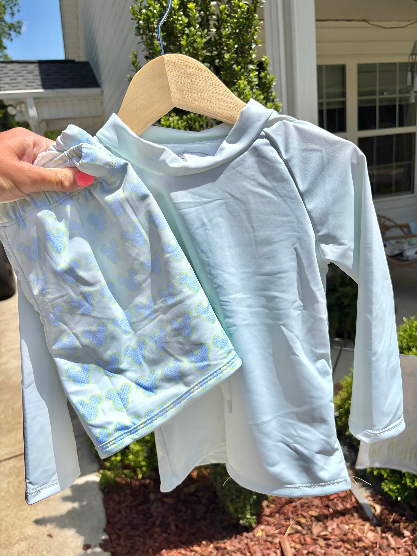 Gingham Mouse Rash Guard Set