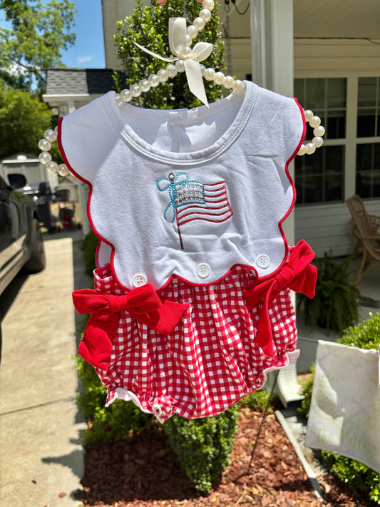 Fourth of July Girl Bubble - Flag Embroidery Only