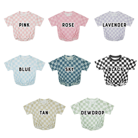 Checkered Print Bubble Romper