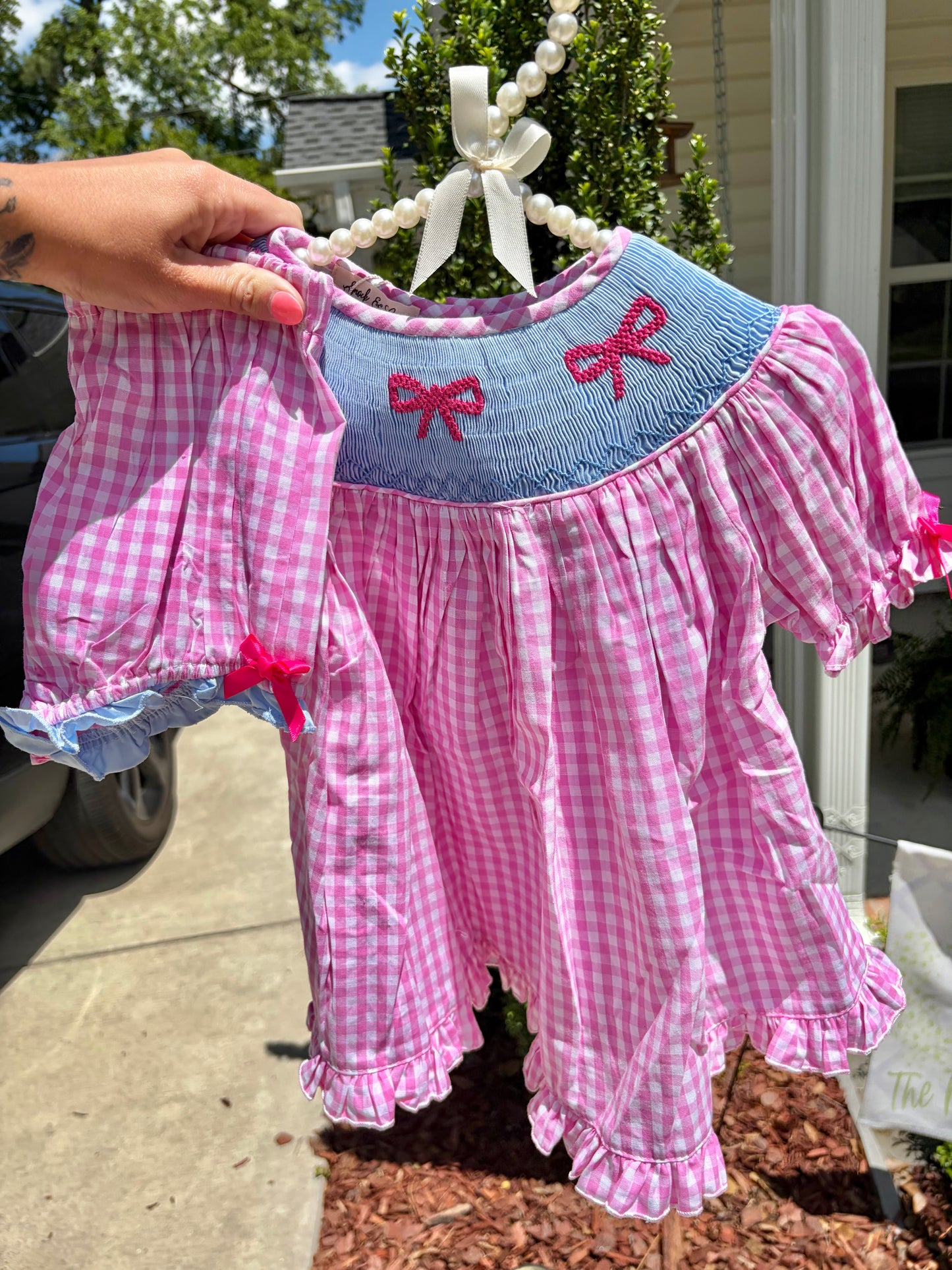Gingham Bows Diaper Set