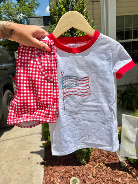 Fourth of July Boy Set - Flag Embroidery Only